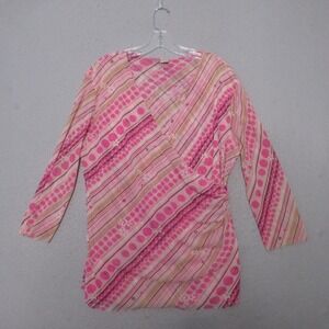 Sweet Pea Staci Frati Top Pink Polka Dot Faux Wrap‎ Y2K 90s Vintage Mesh